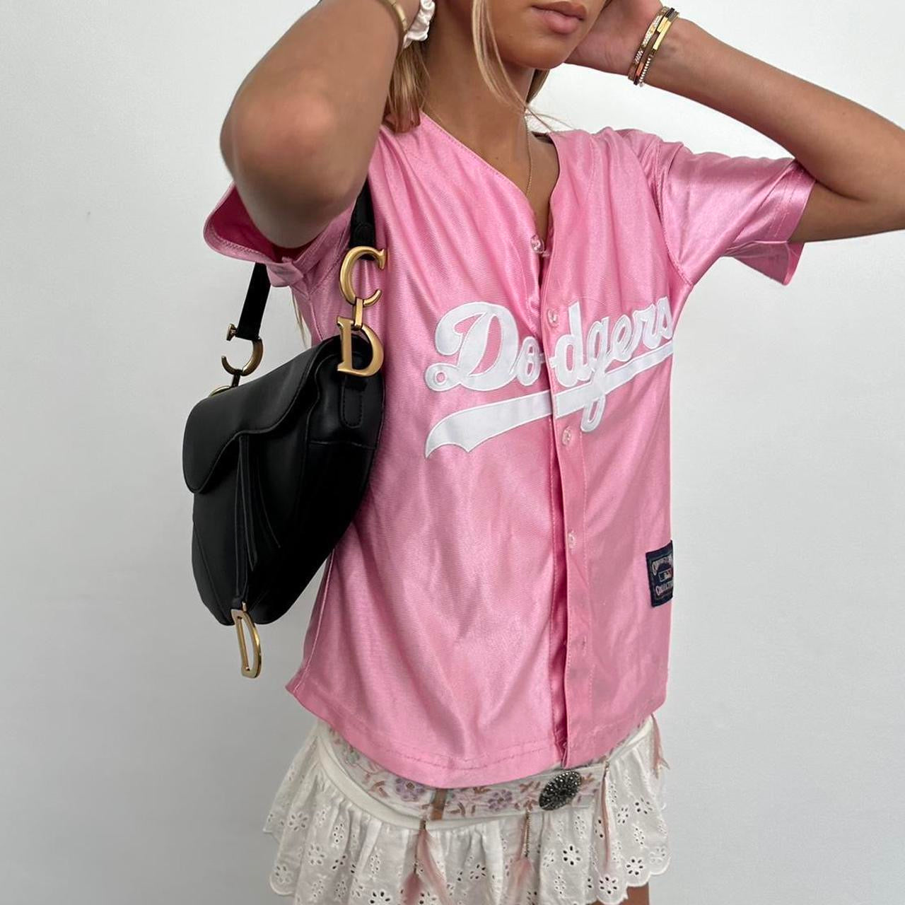 Vintage 90’s rare dodgers pink silky jersey