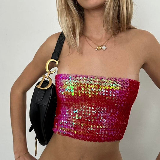 Vintage hot pink strapless top