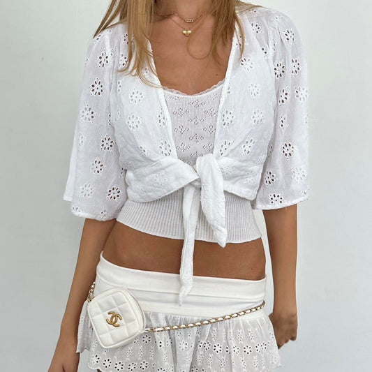 Vintage white delicate layering top