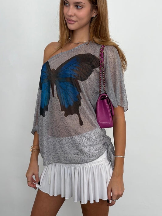 Vintage 00’s butterfly sheer top