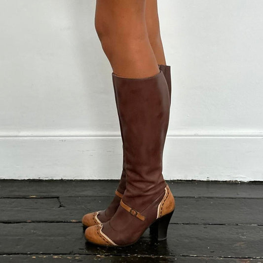 Vintage Pepe Jeans leather tan + brown heel boots