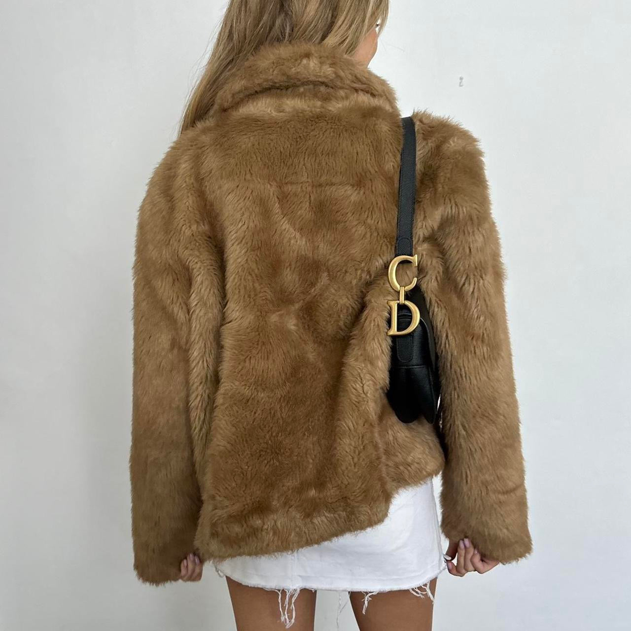 Vintage 2000’s classic brown faux fur jacket