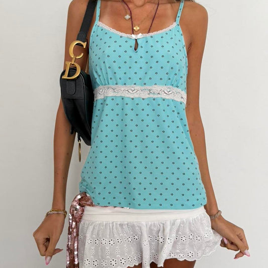 Vintage 00s blue polka dot cami top