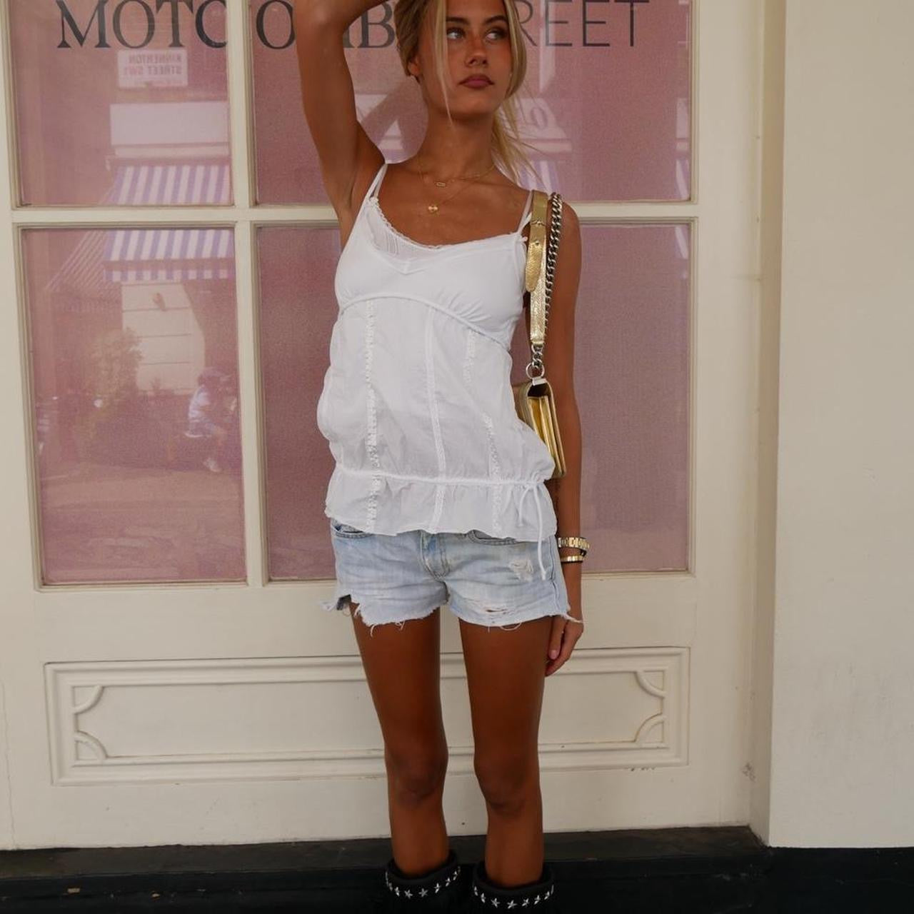Vintage 00s white boho top