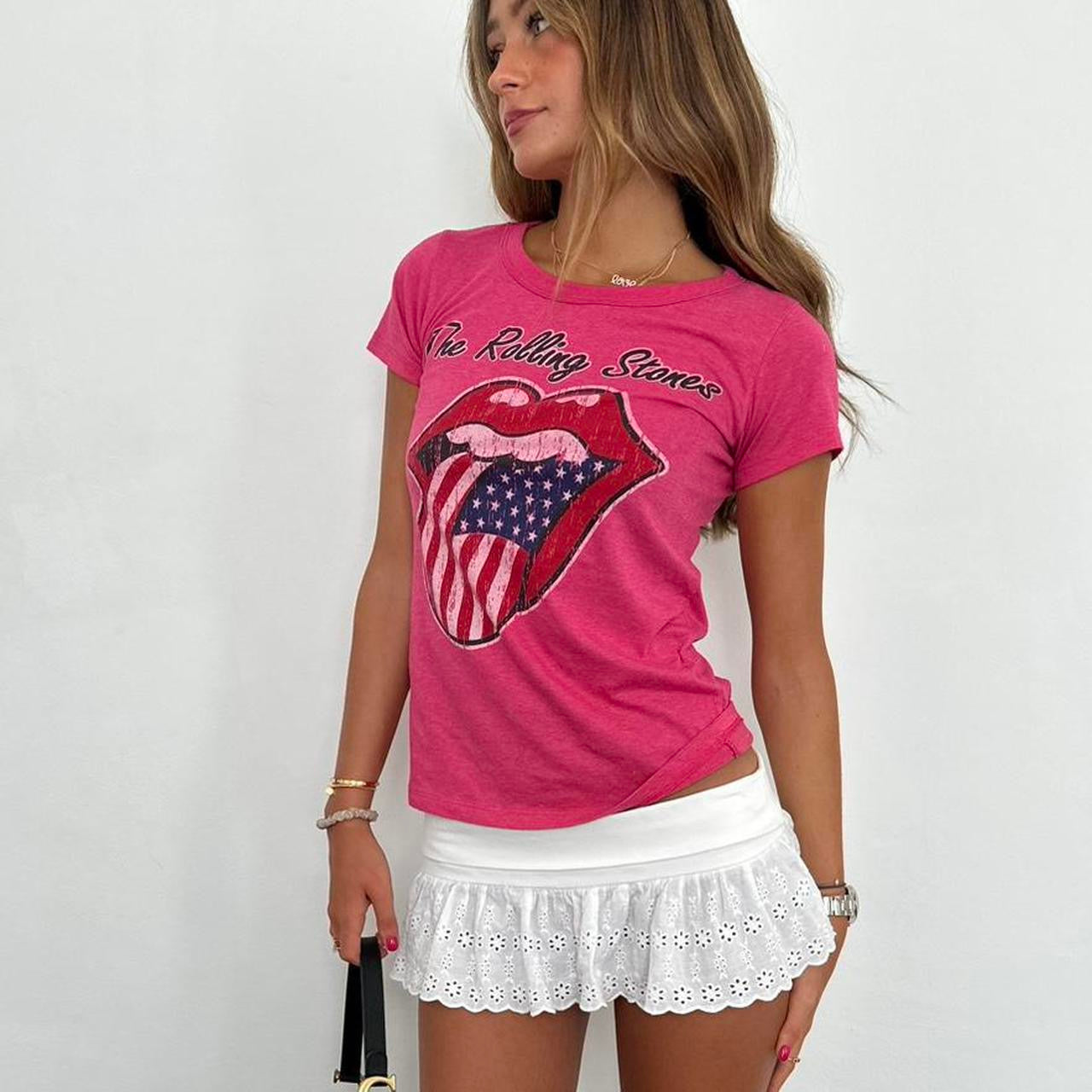 Vintage 00s pink Rolling Stones baby tee