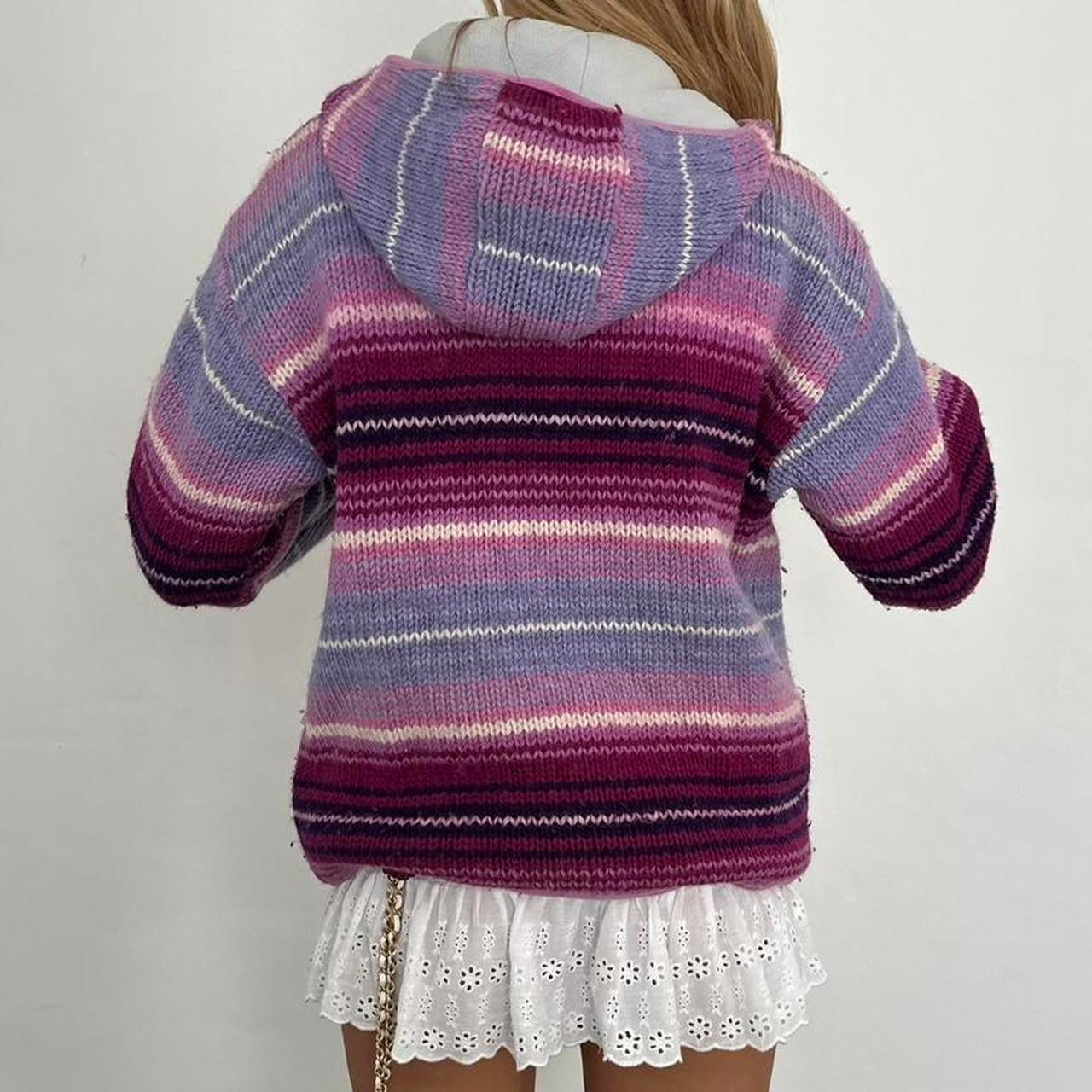 Vintage pink and purple knit zip up jacket