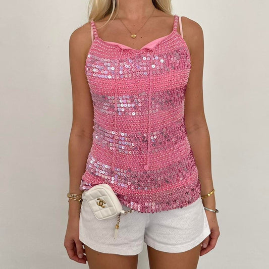 Vintage 90’s pink crochet sequin top