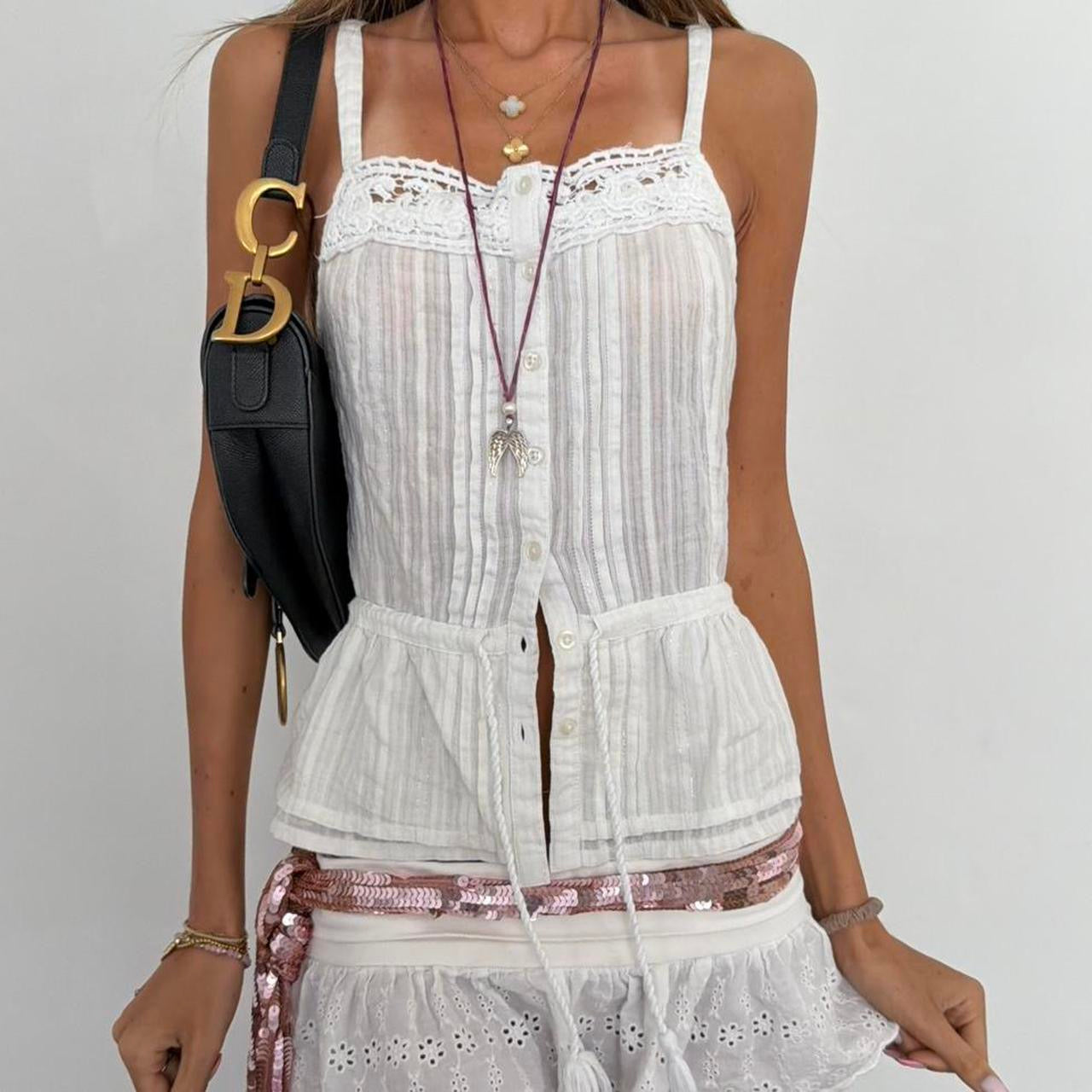 Vintage 00s white boho top