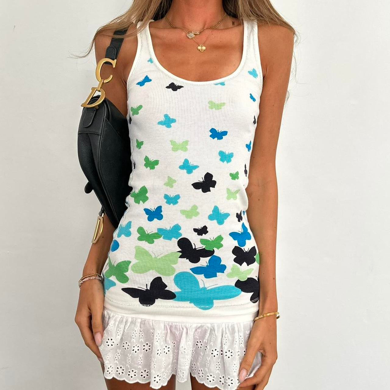 Vintage 2000’s white butterfly tank top