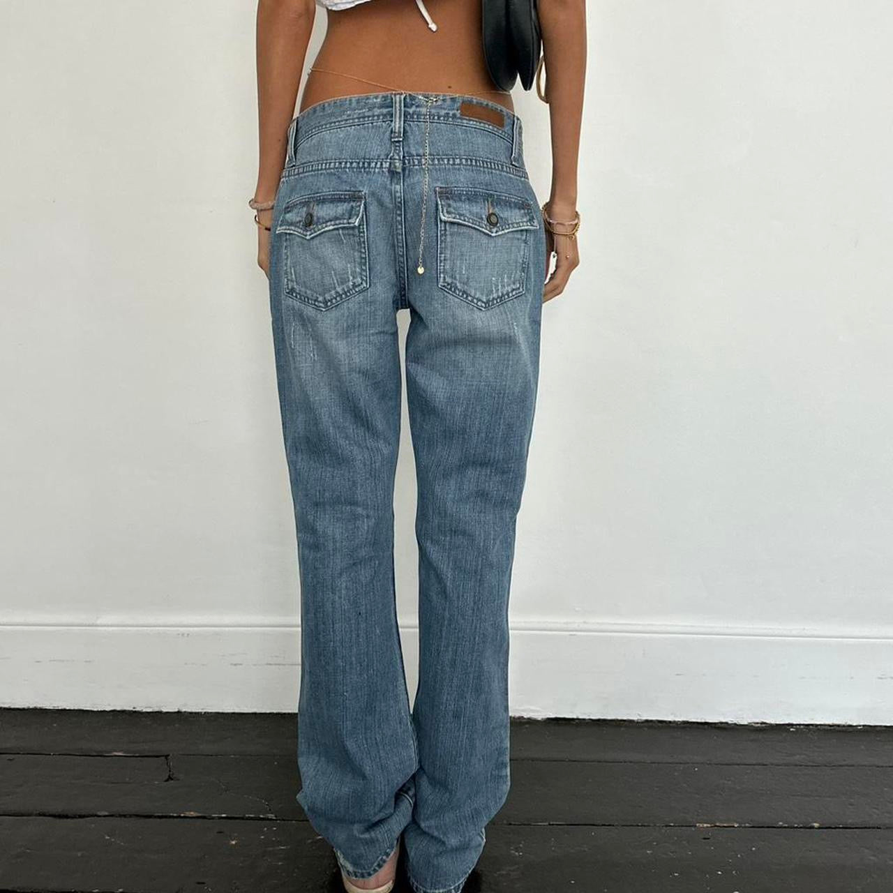 Vintage Abercrombie & Fitch blue distressed bootcut jeans