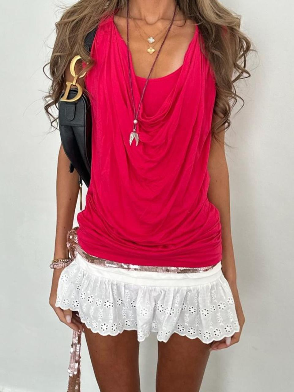 Vintage 00’s dark pink scoop neck top