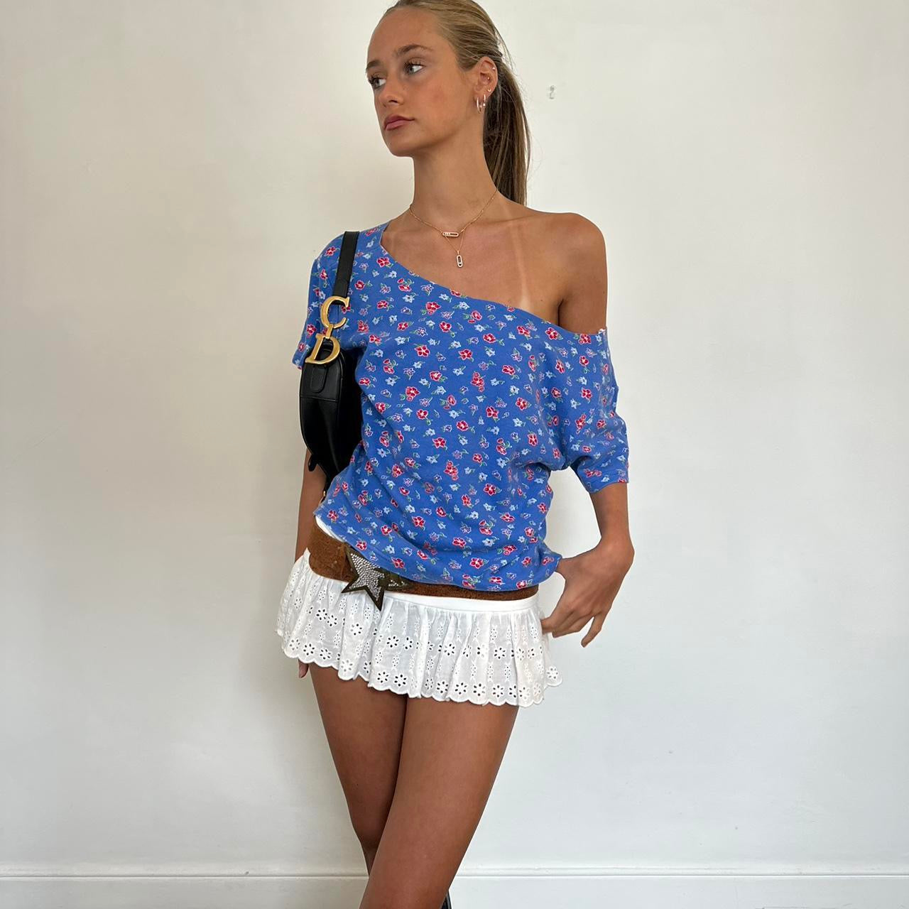 Vintage Flower blue top