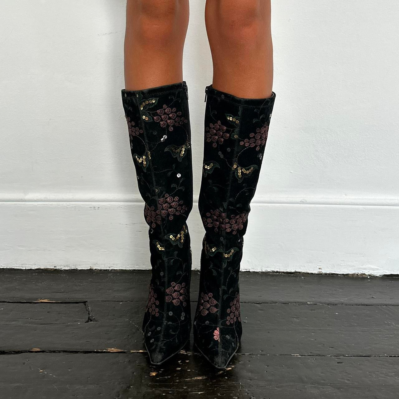 Vintage 90’s Emilio Luca sequin embroidered heel boots