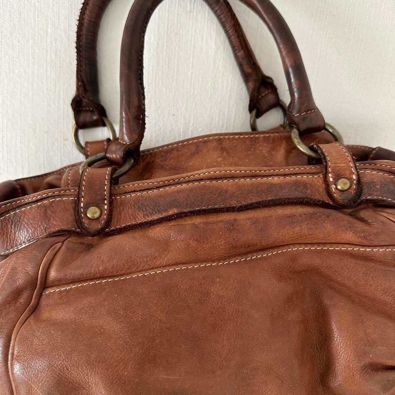 Vintage brown genuine leather bag