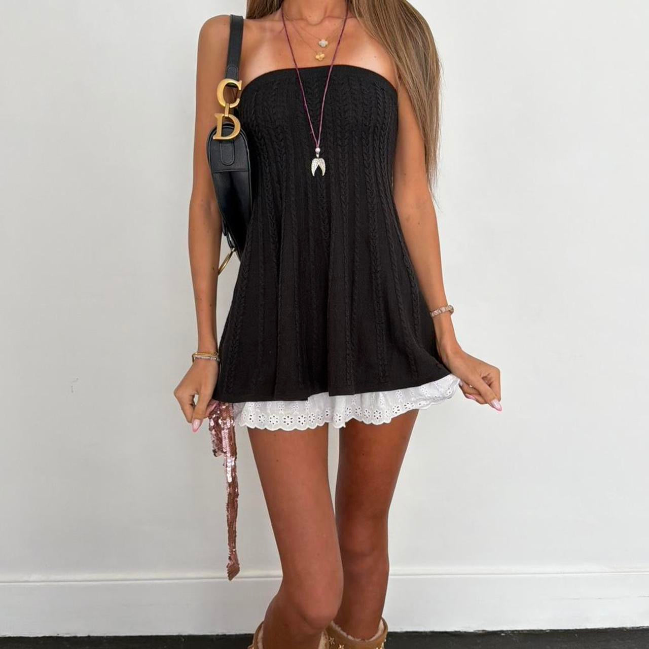 Vintage 90’s black knit strapless top