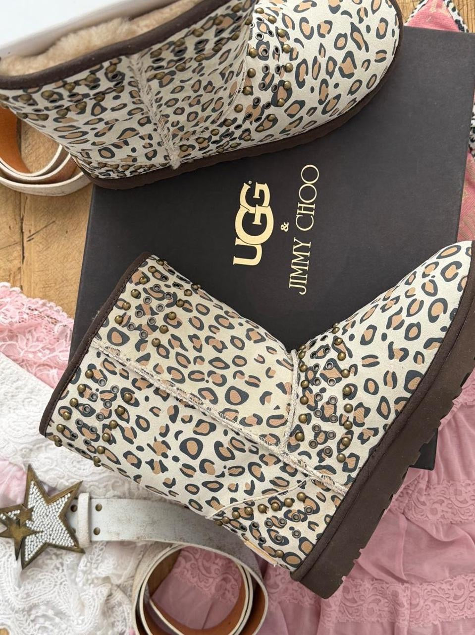 Vintage 2010 Jimmy Choo leopard print X Ugg boots