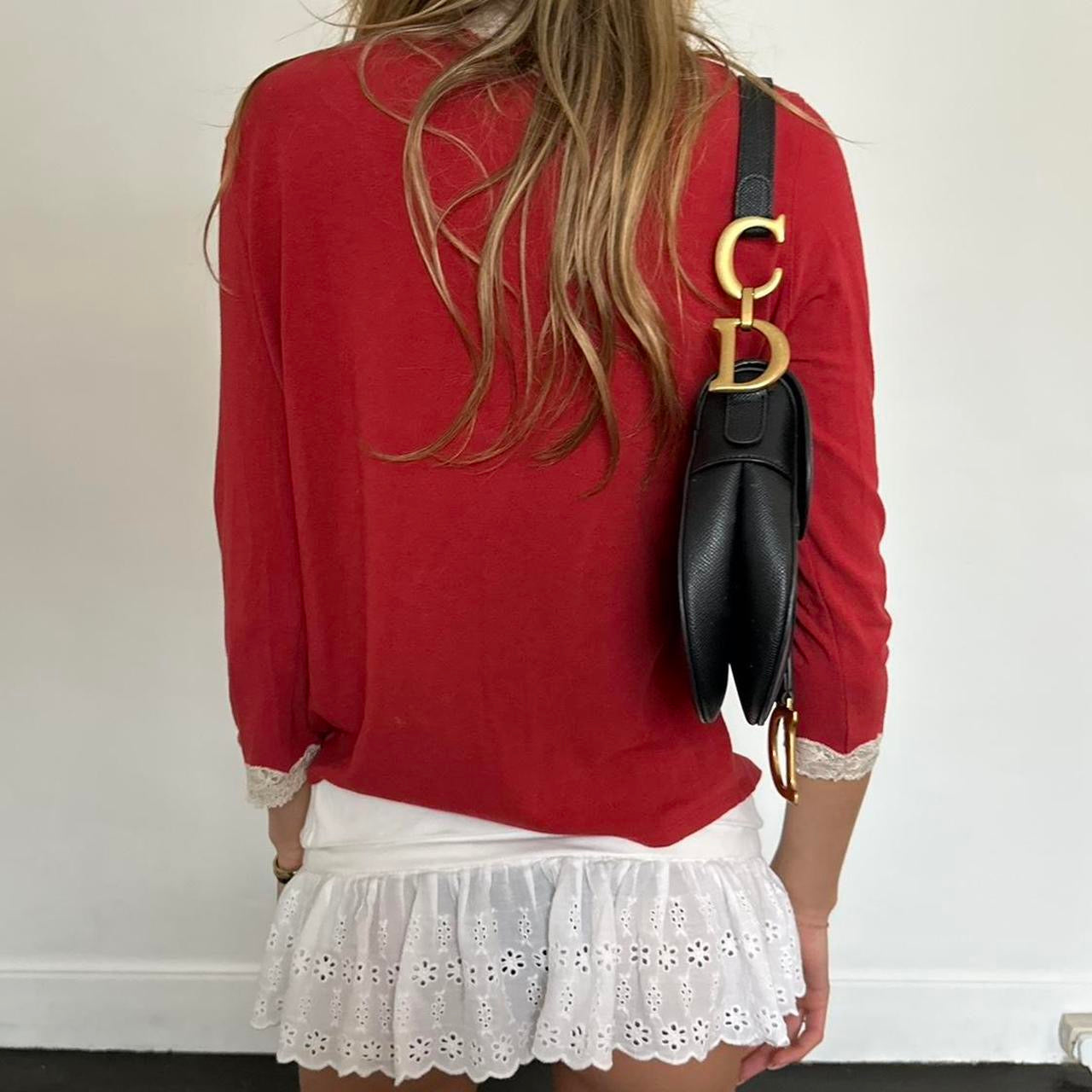 Vintage 90’s red lace trim cardigan top