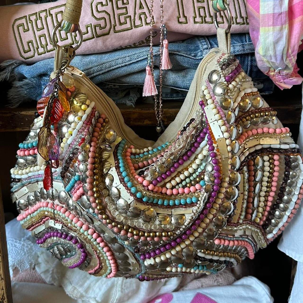 Vintage boho beaded Bag