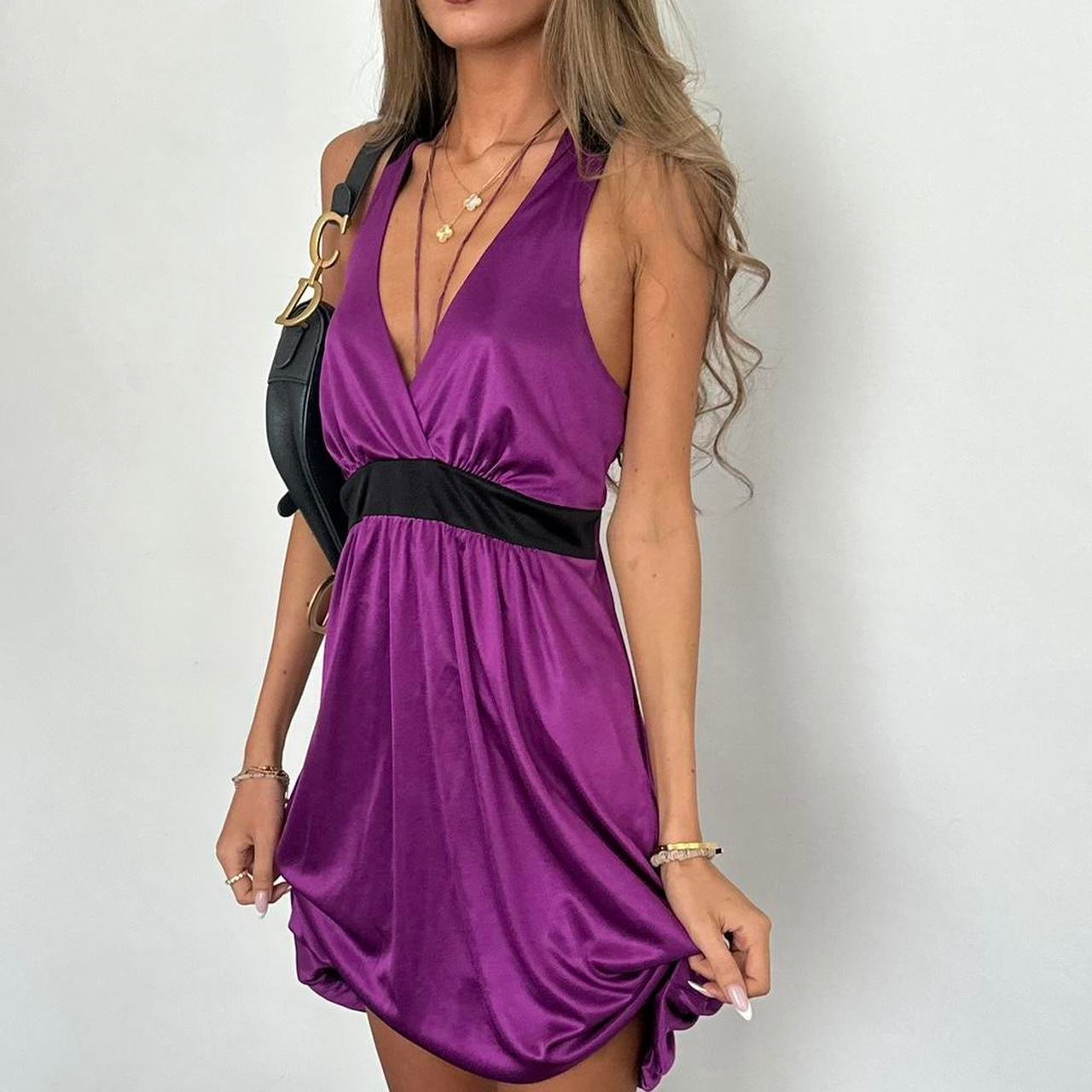 Vintage 00s purple silky mini dress