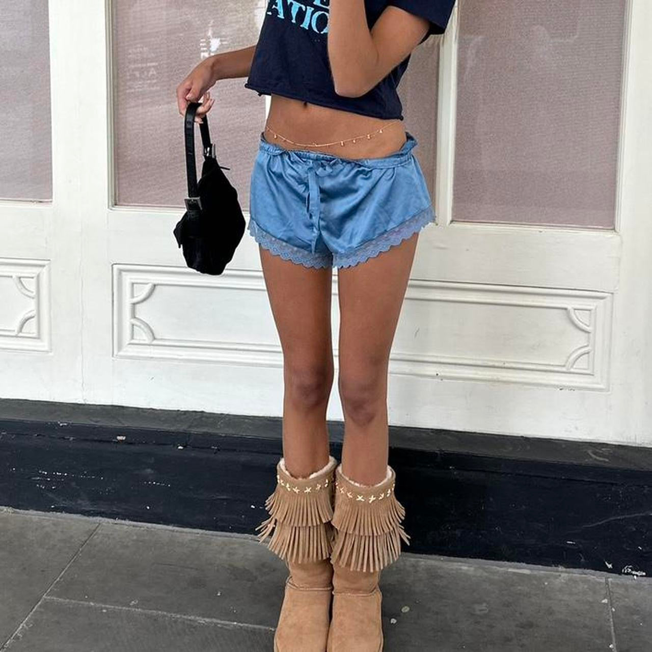 Vintage blue silky shorts
