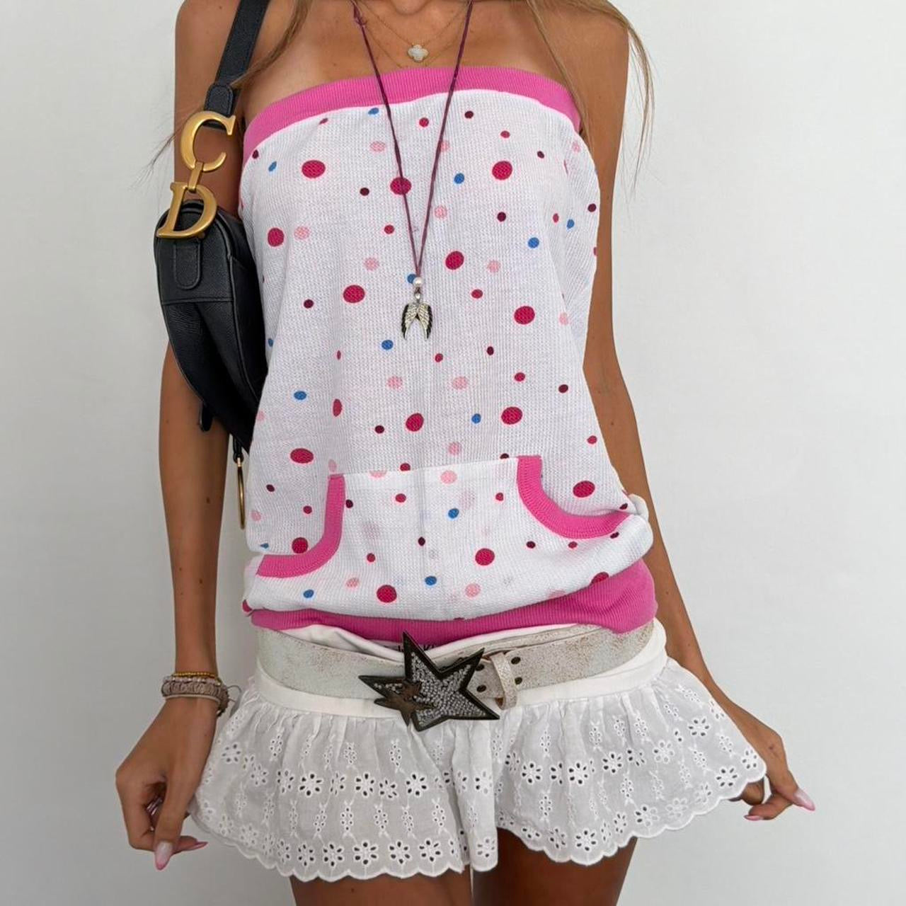 Vintage 00s strapless polka dot top