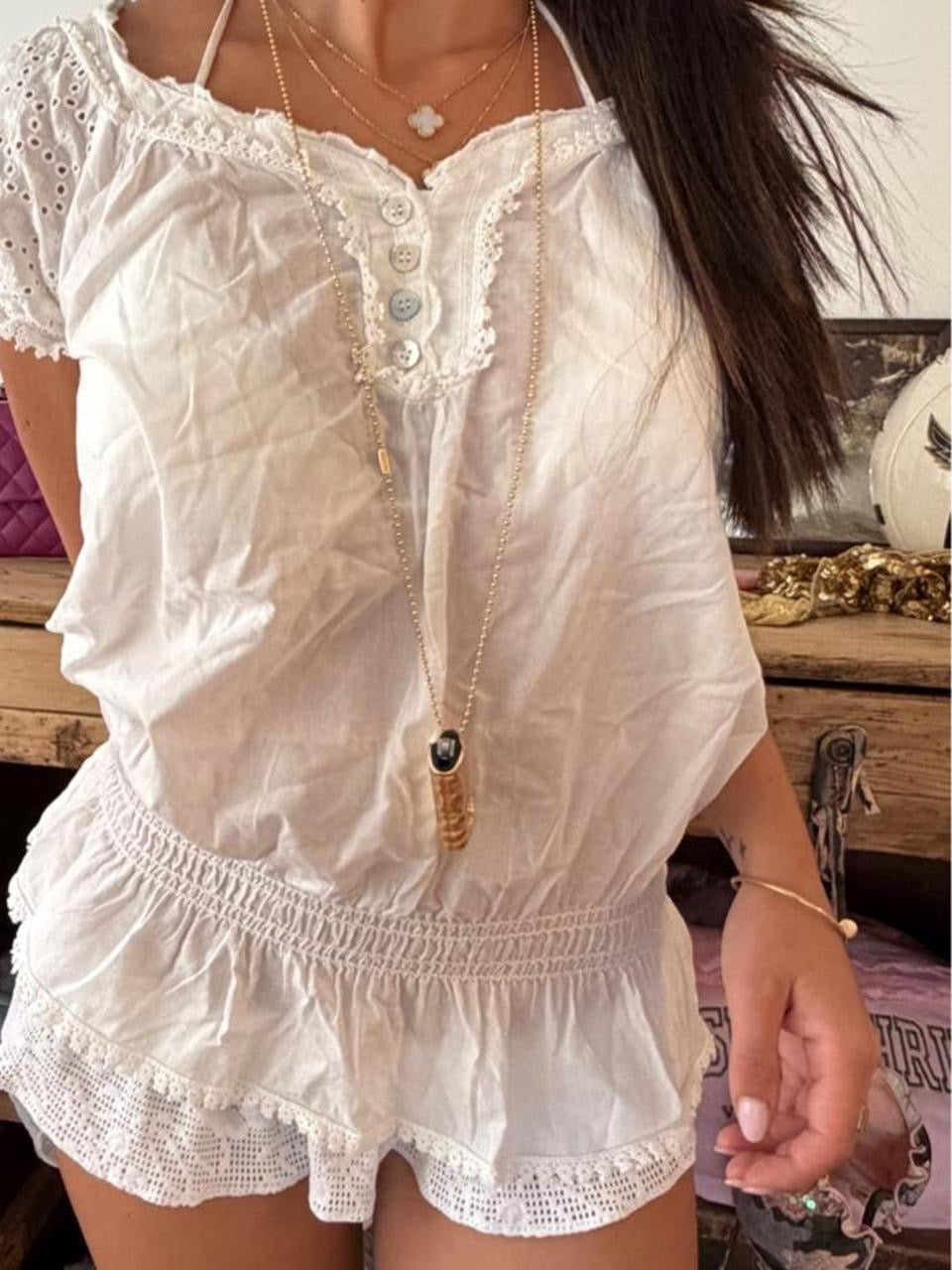 Vintage 00s white boho top