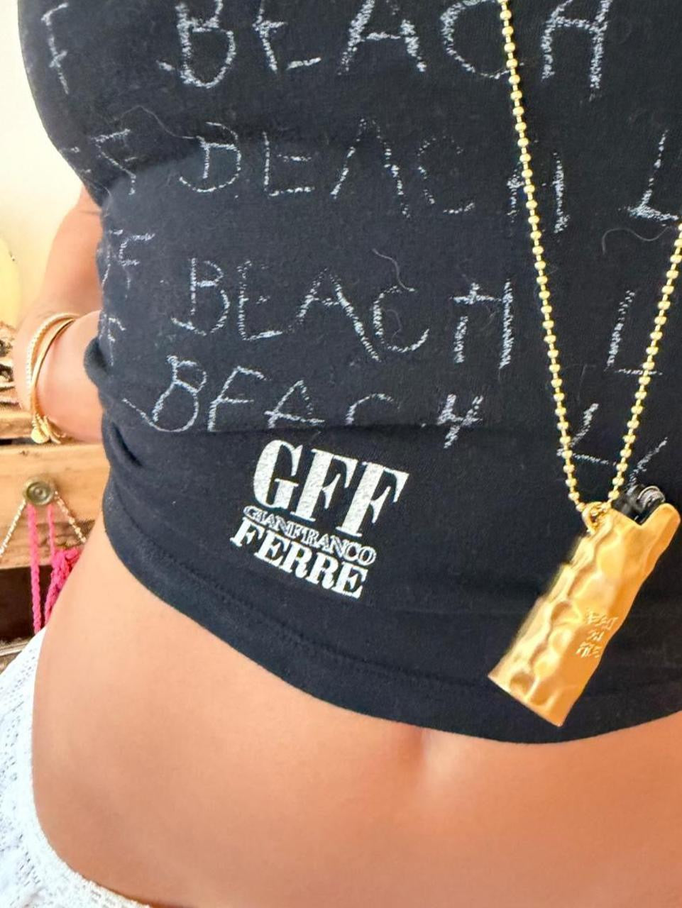 Vintage 90’s Beach Life! black baby tee