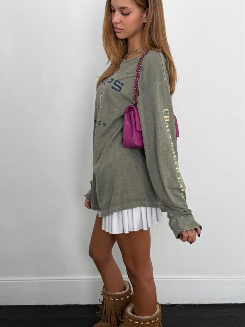 Vintage 00’s Chaps Ralph Lauren sporty khaki wash long sleeve top