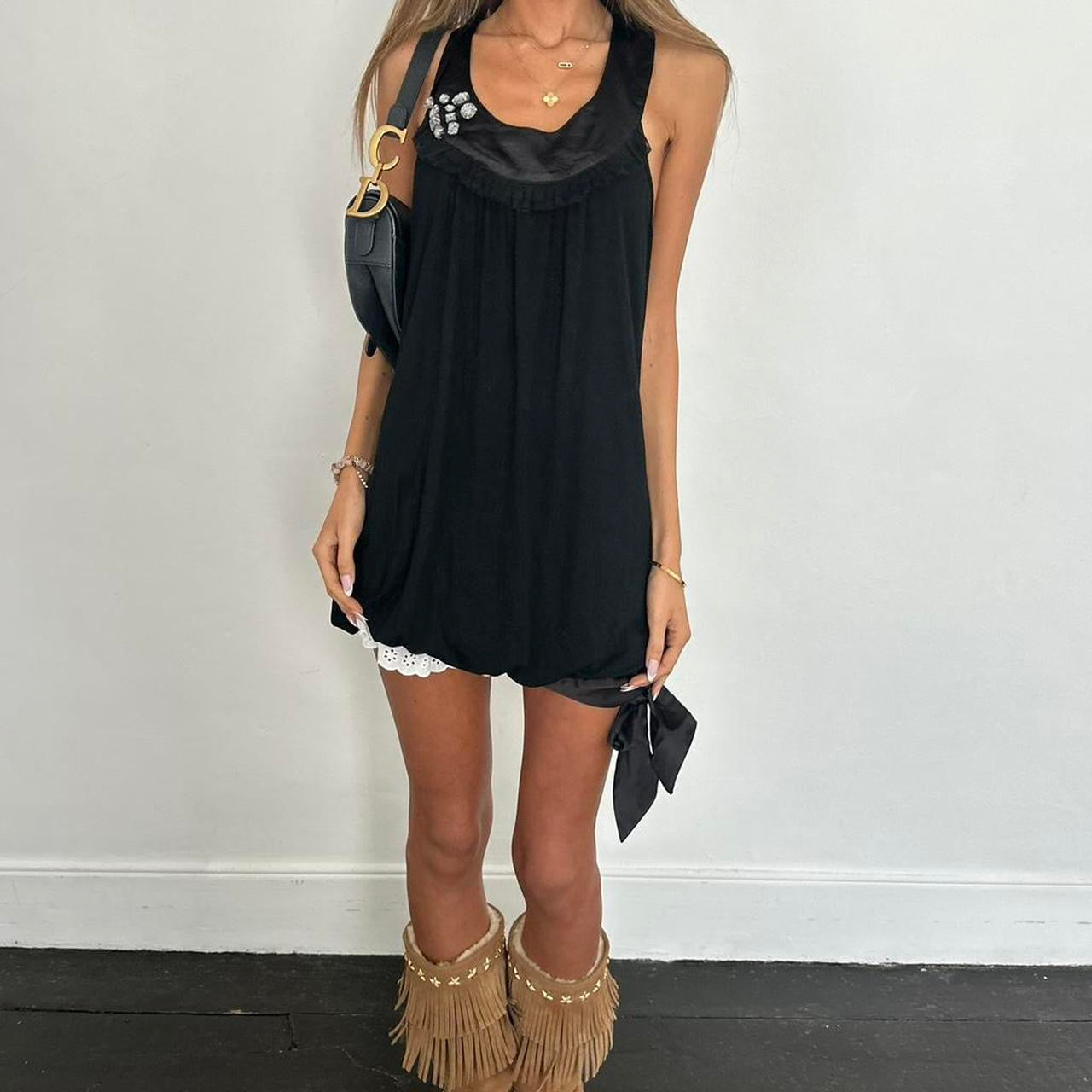 Vintage 2000’s black tie up dress