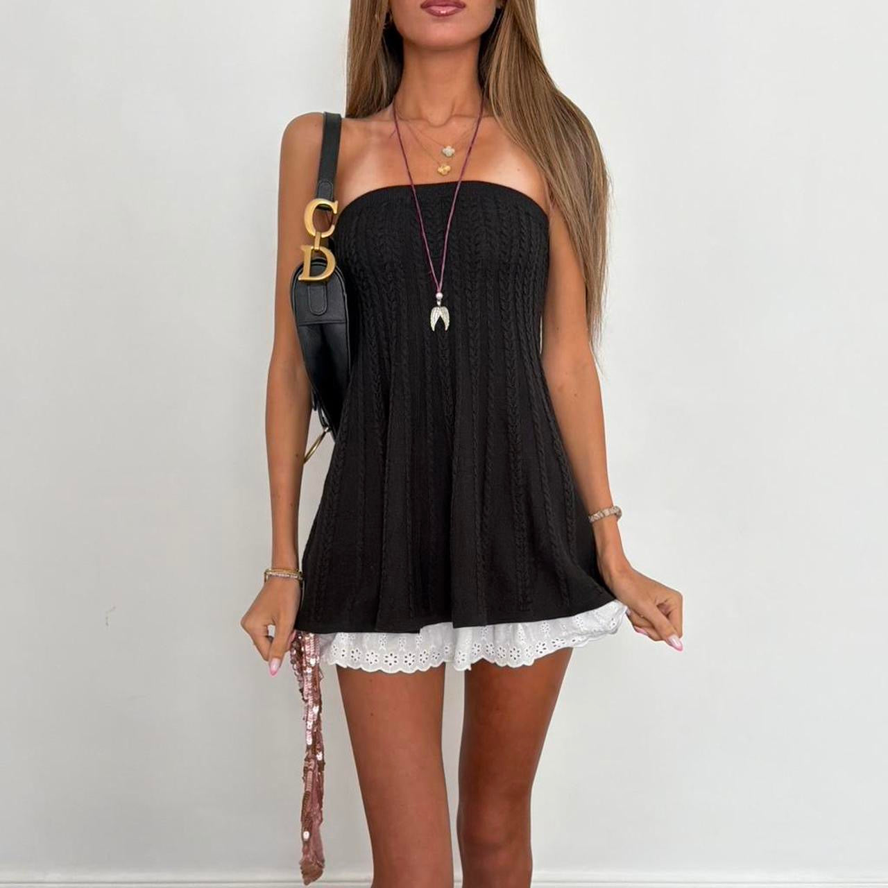 Vintage 90’s black knit strapless top
