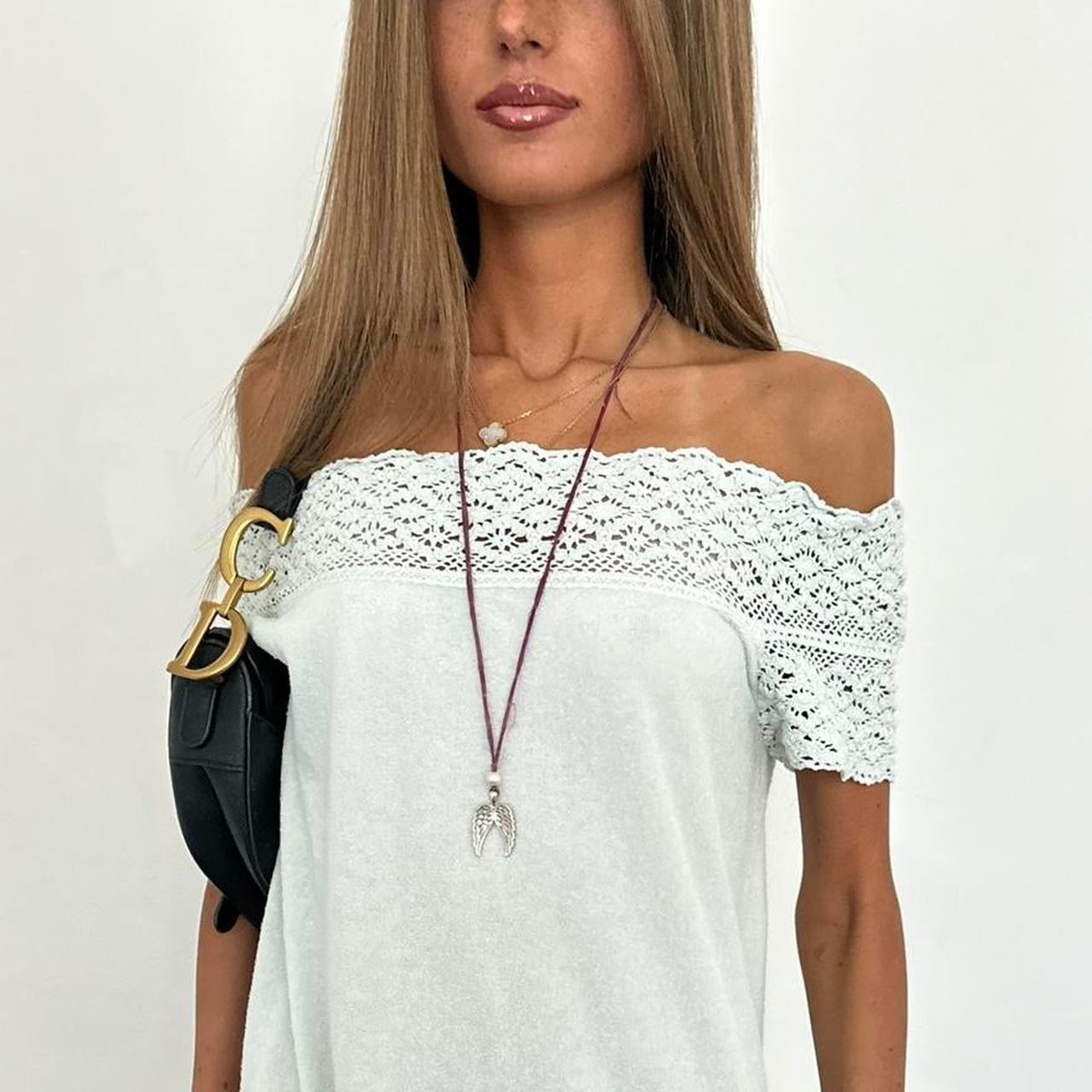 Vintage Juicy Couture light blue towelling crochet mini dress