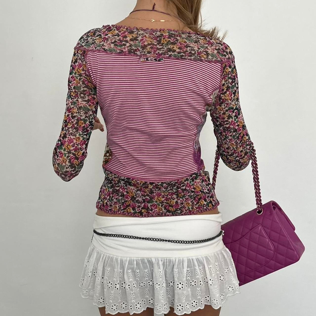 Vintage 2000’s floral & striped cardigan top