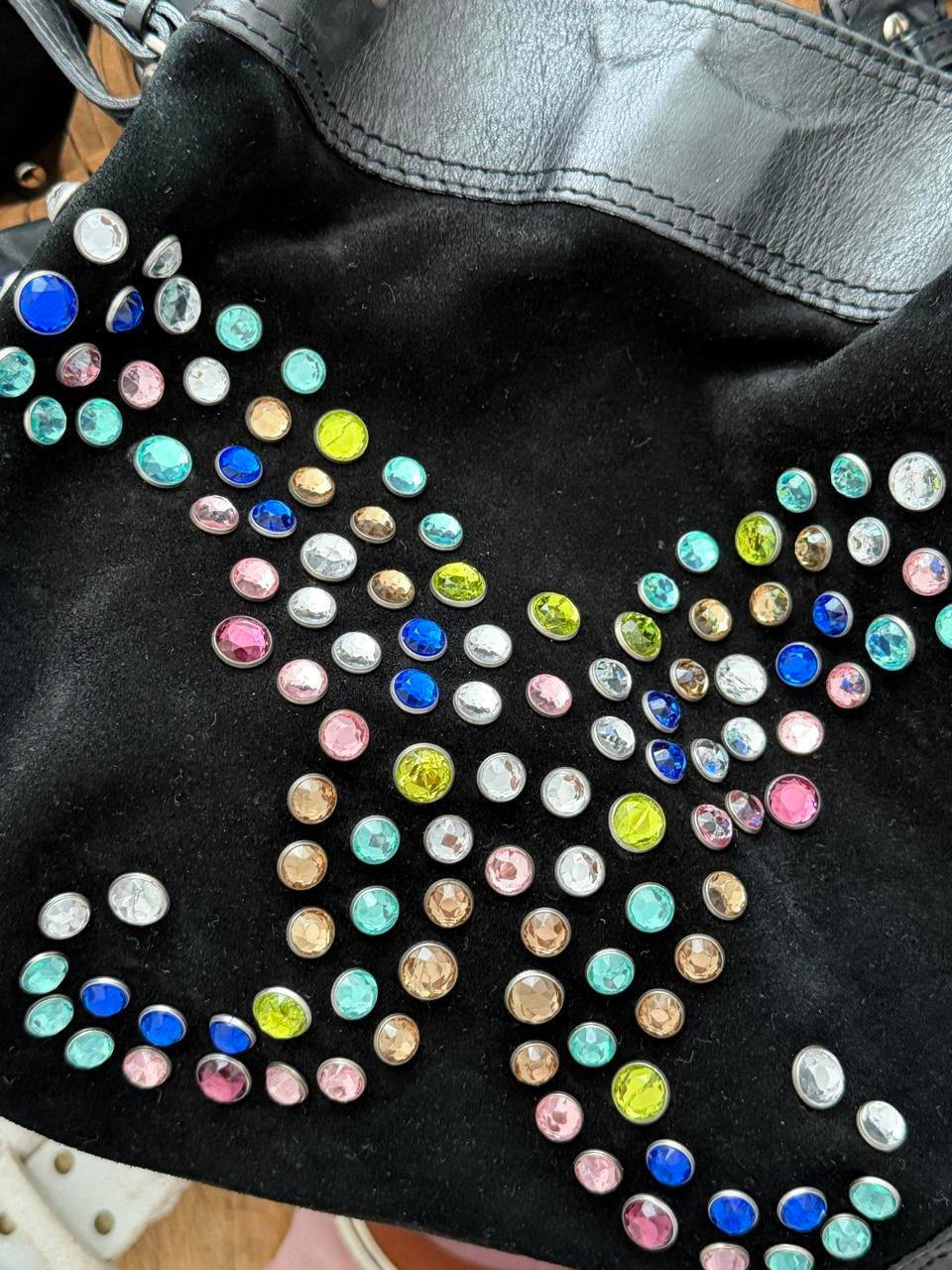Vintage 00’s butterfly bejewel suede shoulder bag
