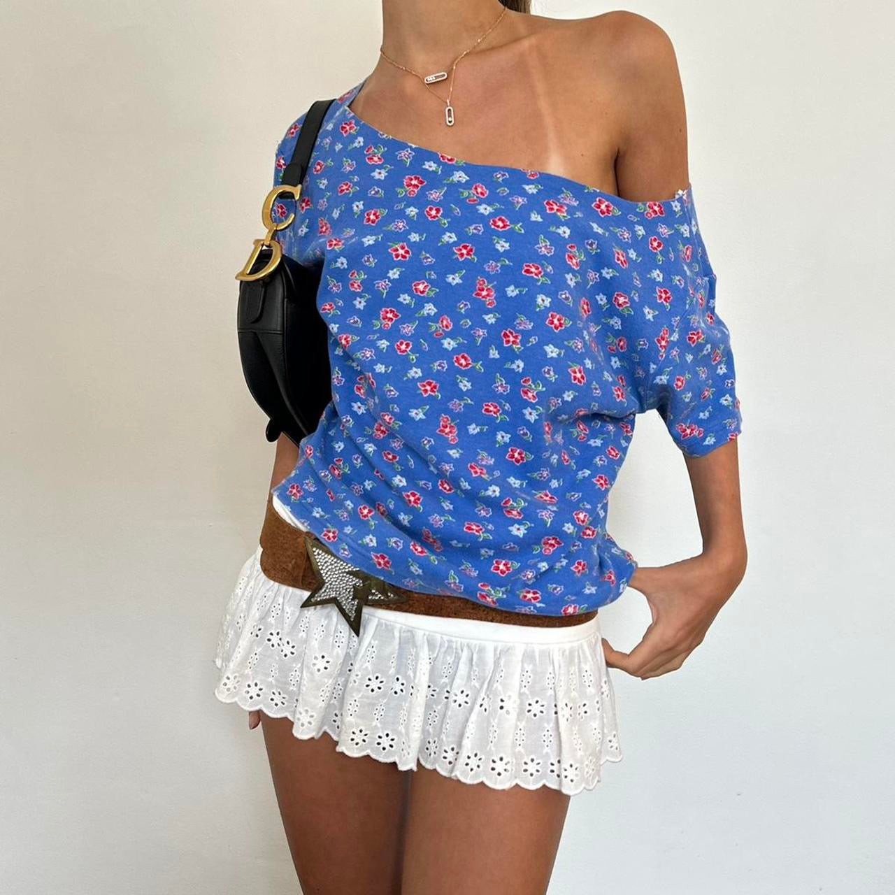 Vintage Flower blue top