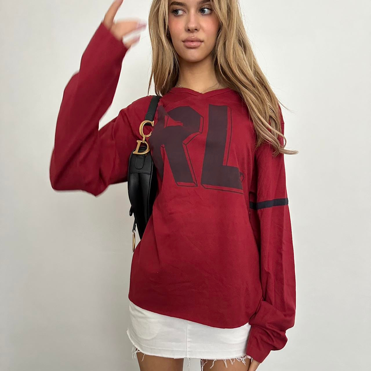 Vintage Polo Ralph Lauren red long sleeve jersey top 🍒