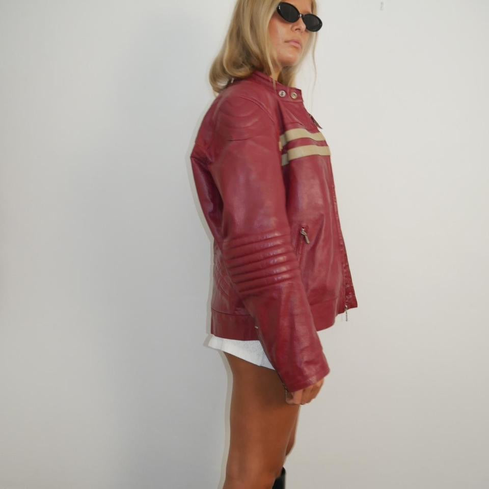 Vintage 90’s red graphic leather jacket