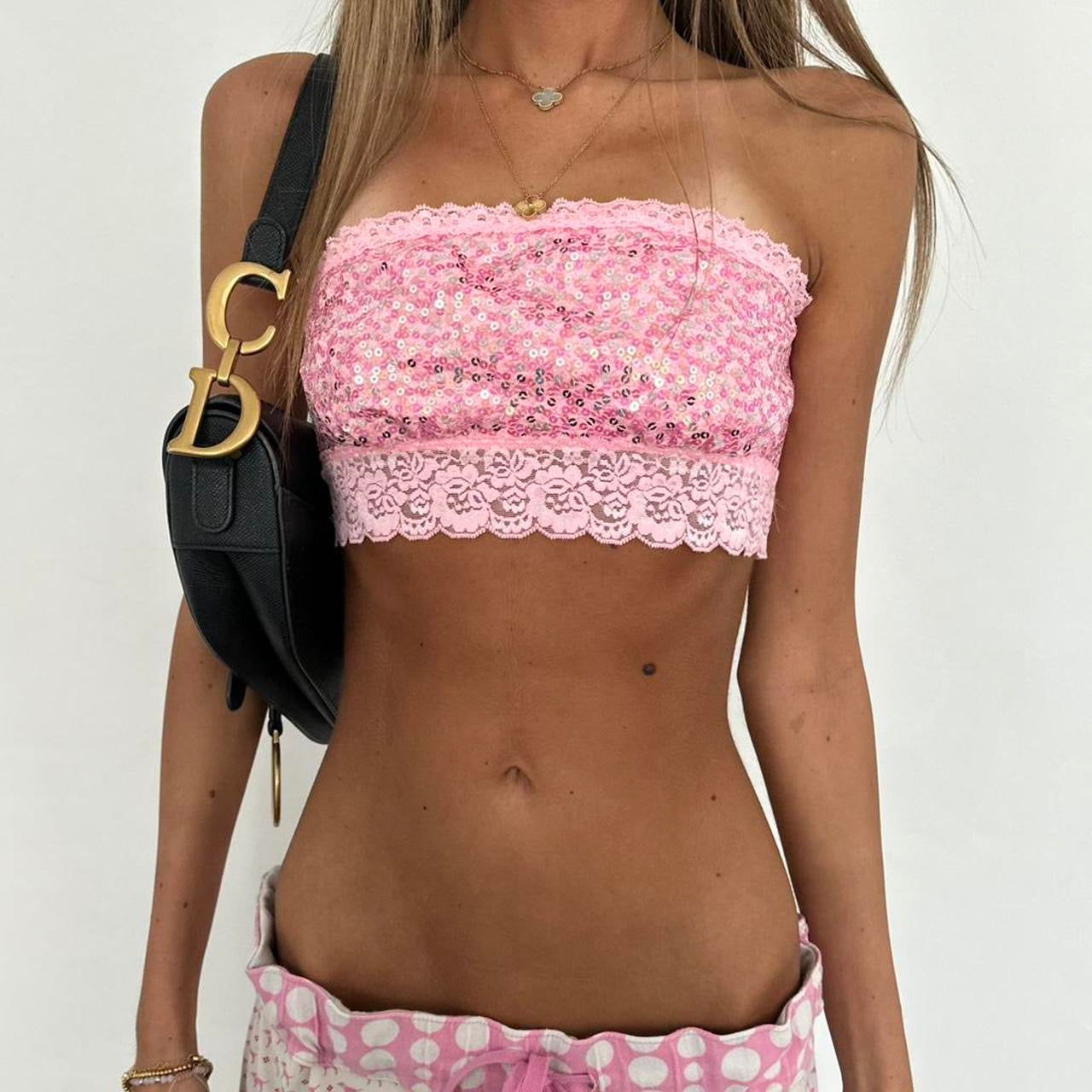 Vintage 00s Victoria’s Secret pink sequin bandeau top
