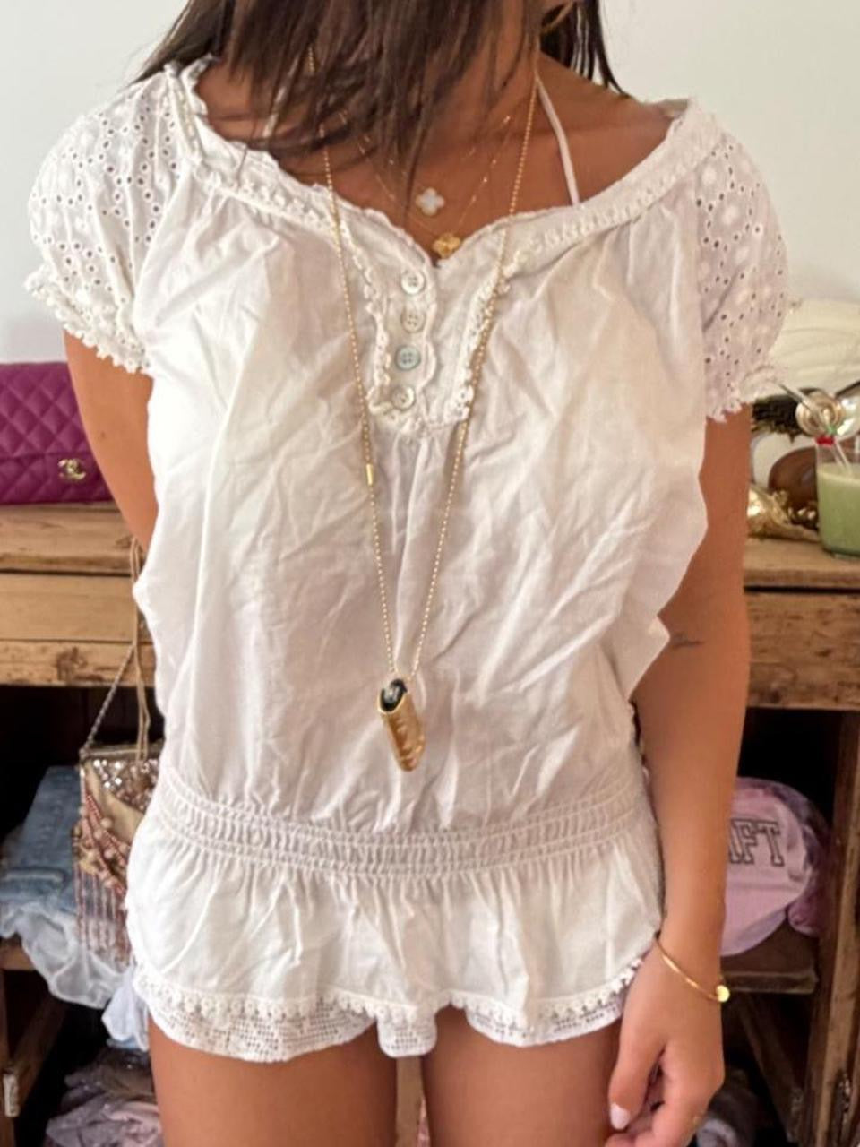 Vintage 00s white boho top