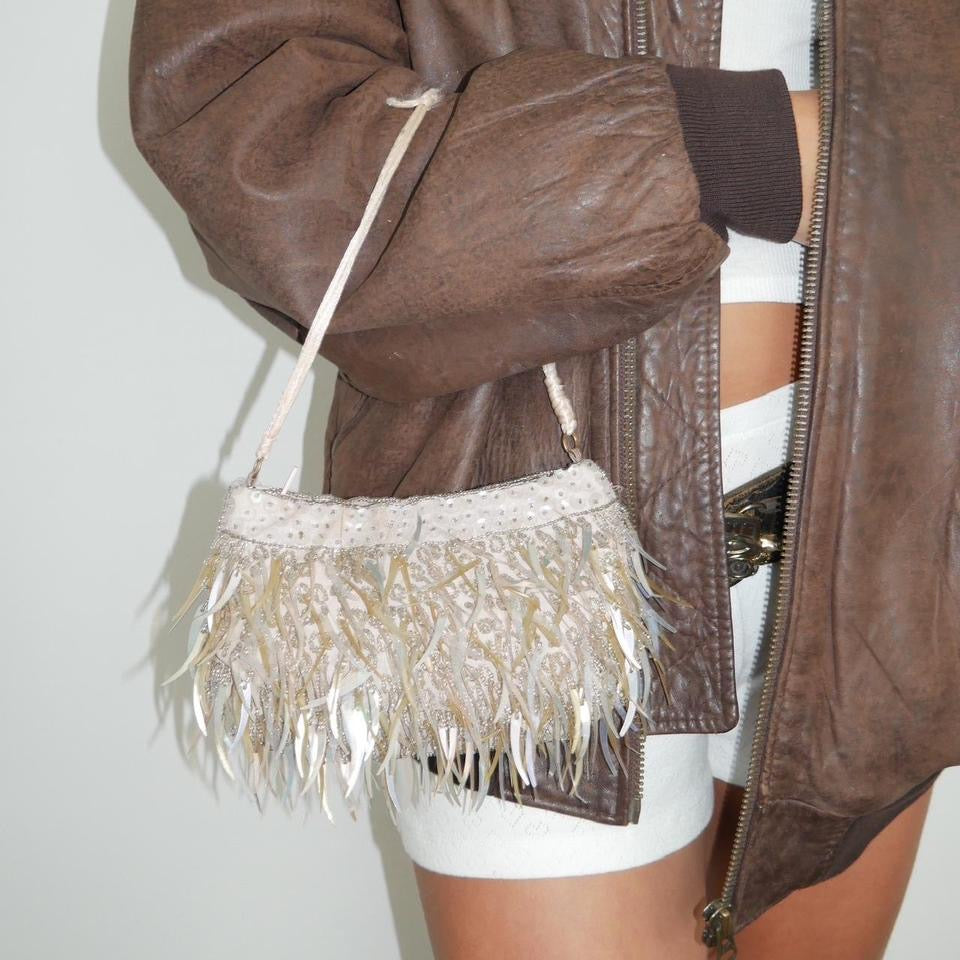 Vintage sequin tassel pochette shoulder bag