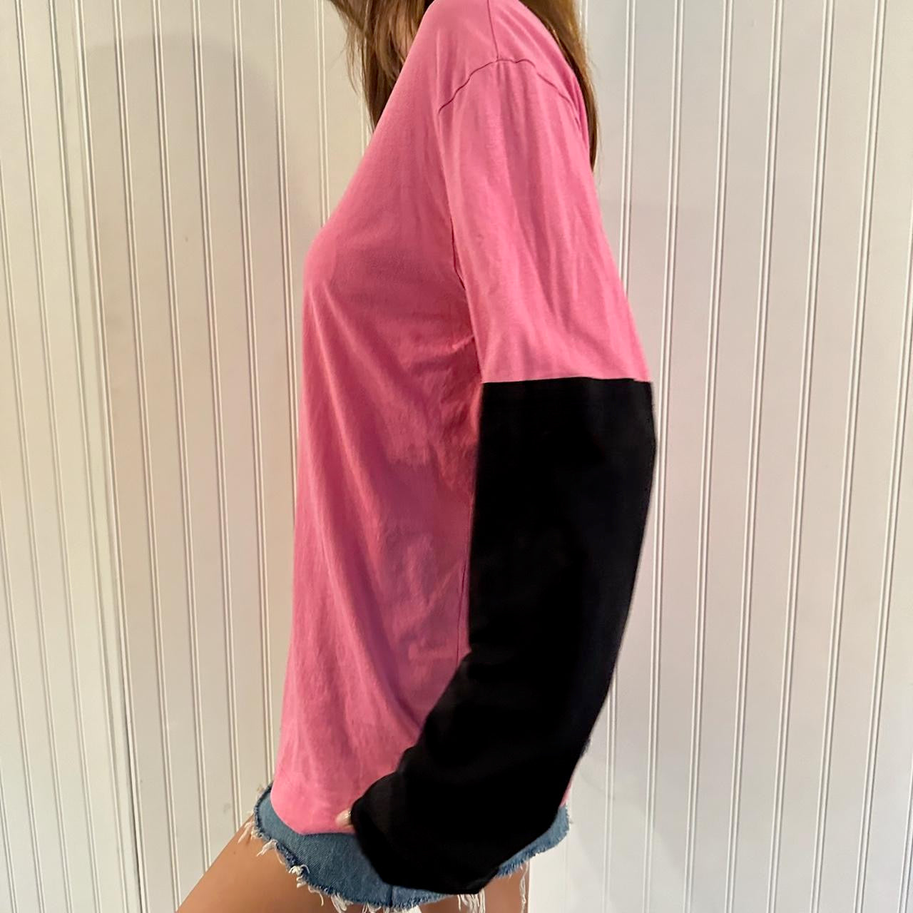 Vintage 90’s Dries Van Noten designer pink and black long sleeve top 🩷