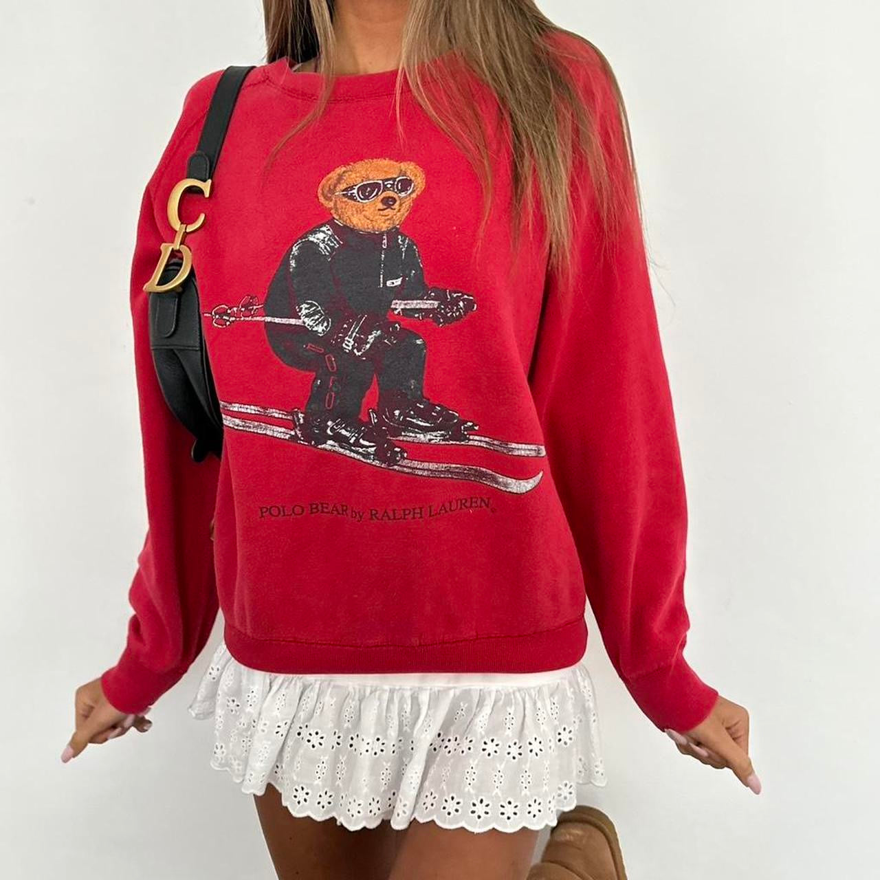 Vintage red Ralph Lauren ski bear sweatshirt
