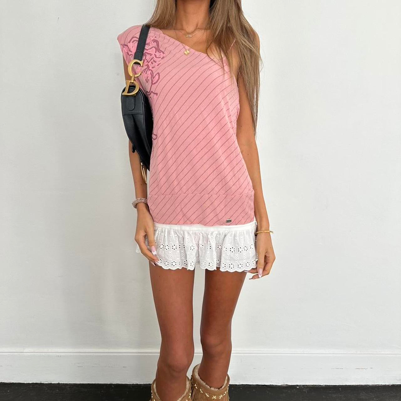 Vintage 2000’s asymmetrical pink top