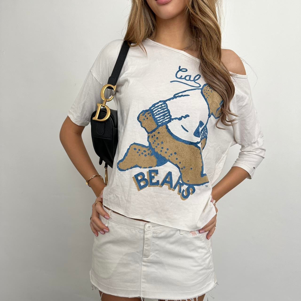 Vintage white California bear off shoulder top