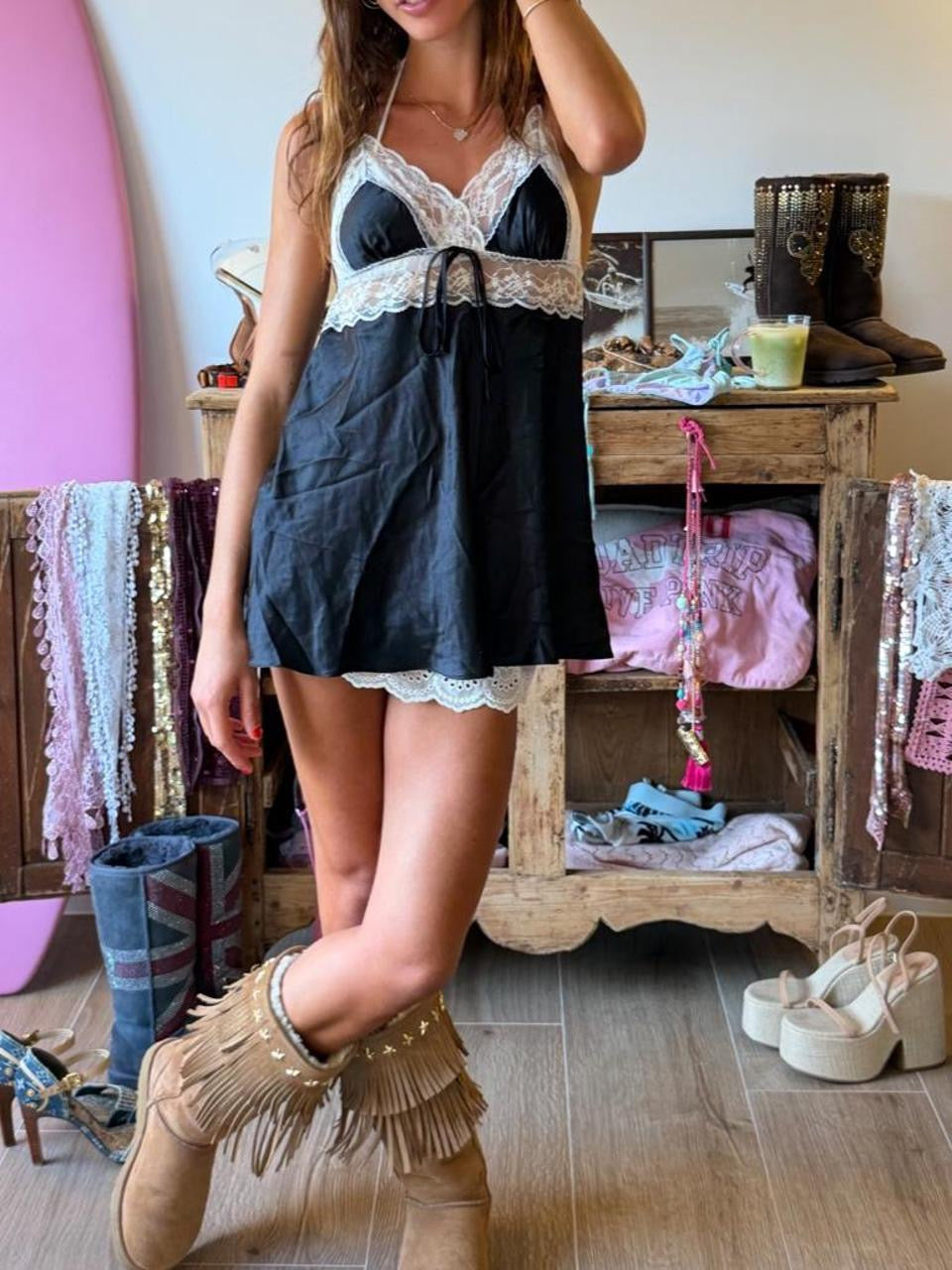 Vintage 00’s black babydoll Victoria’s Secret top