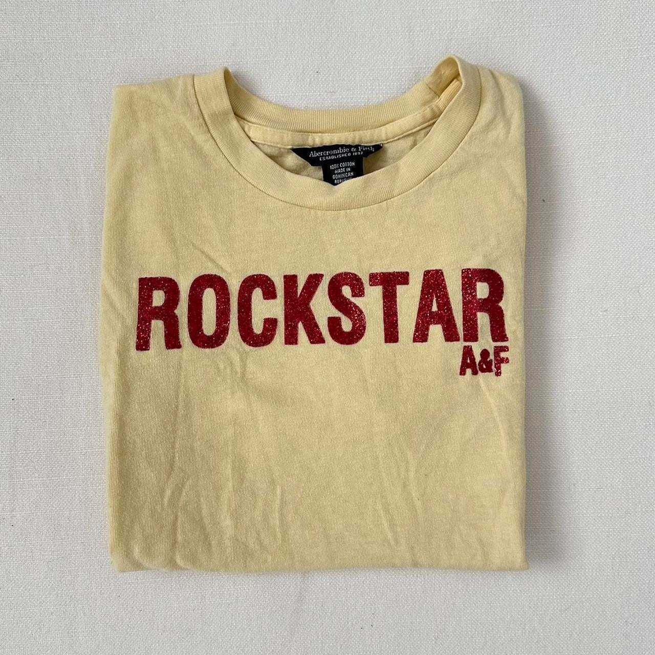 Vintage Abercrombie and Fitch rockstar yellow baby tee 🇺🇸