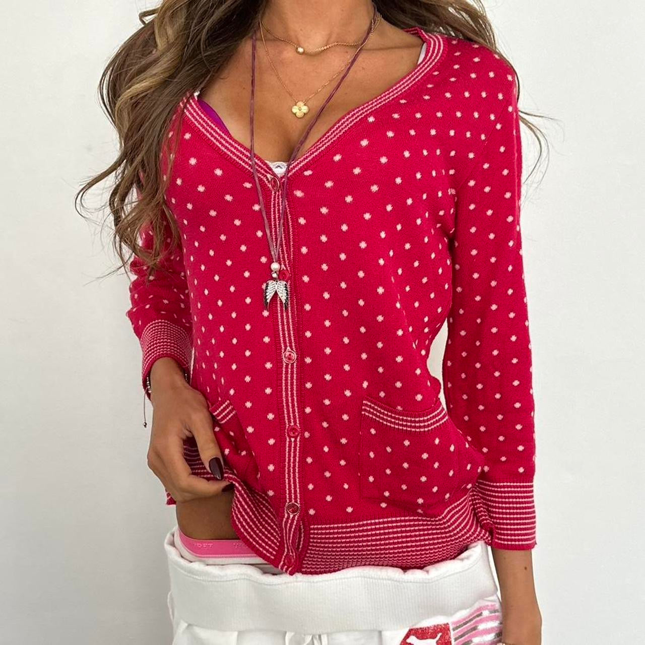 Vintage polka dot button down cardigan top