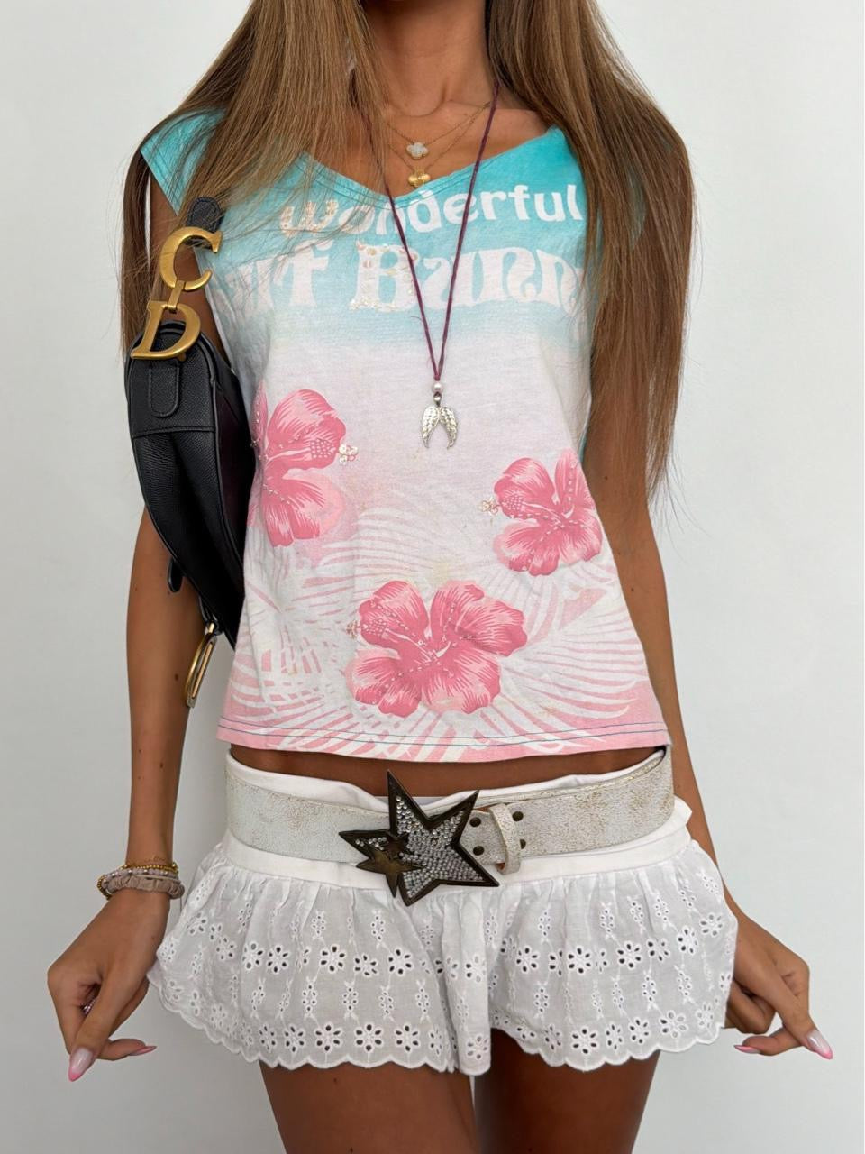 Vintage 00’s tropical surf baby tee