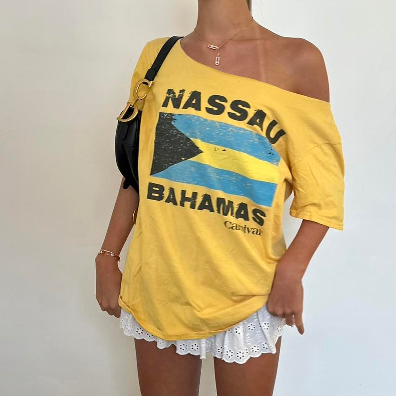 Vintage Nassau Bahamas yellow oversized top