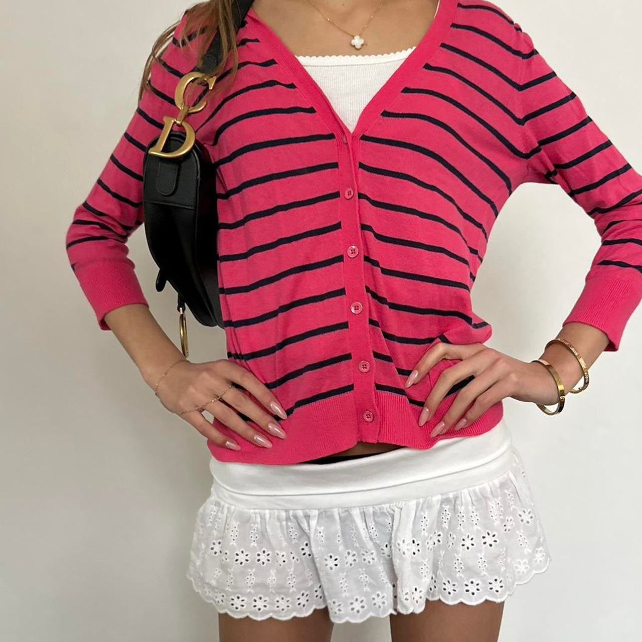 Vintage 90’s pink & black striped cardigan