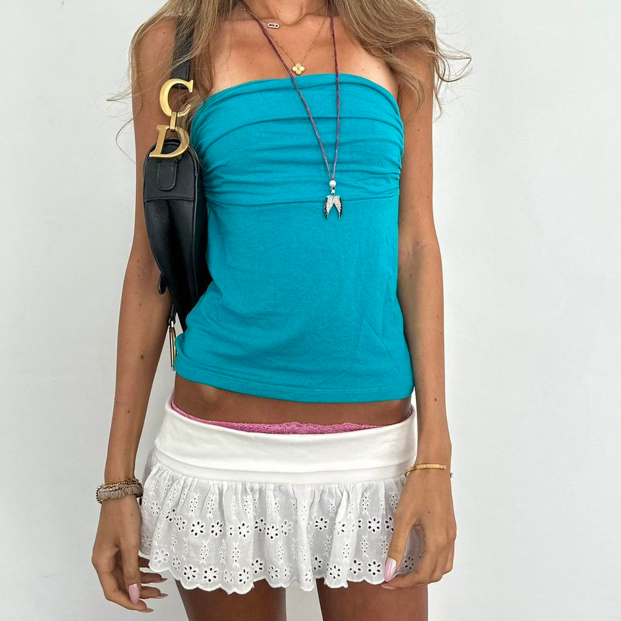 Vintage 2000s blue strapless top